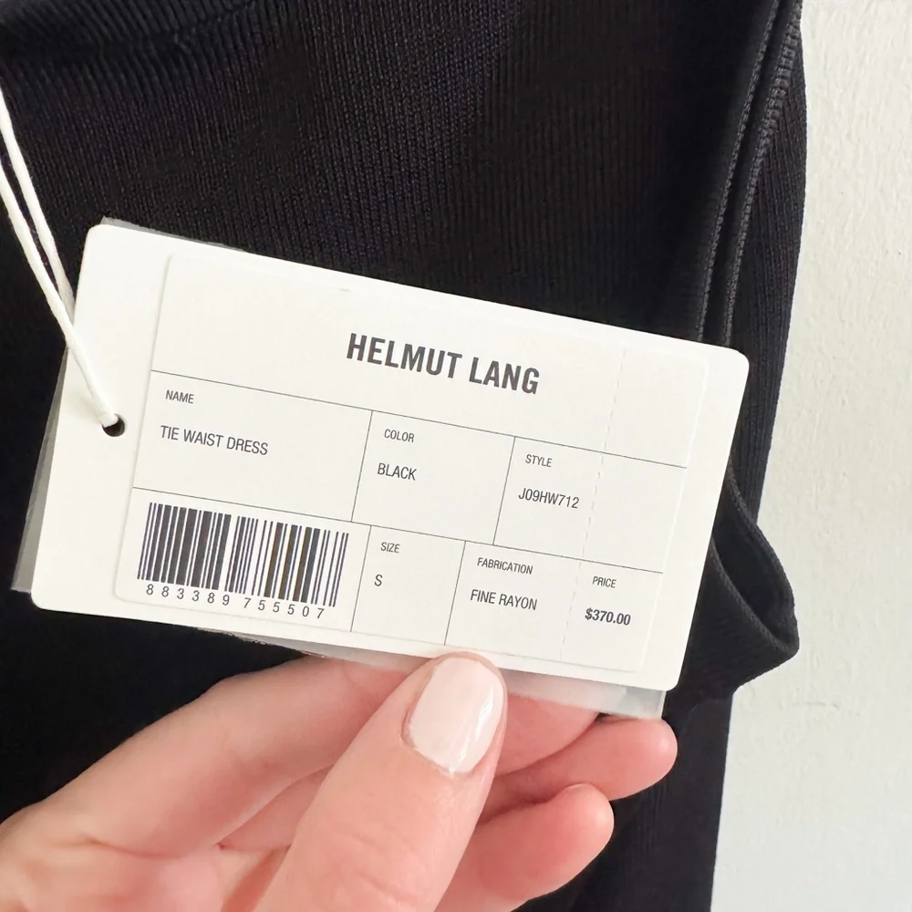 NWT Helmut Lang Black Knit Tie Waist Dress S - Picture 5 of 8